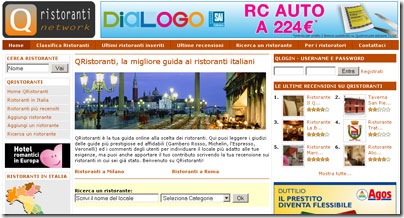 la home page di QRistoranti